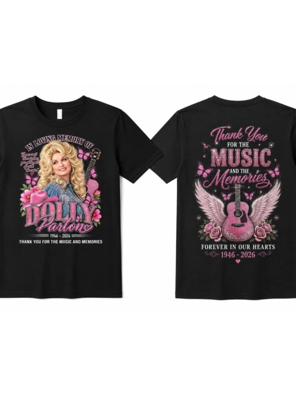 Dolly Parton Forever In Our Hearts 1946-2026 For The Music 2-Sided T-Shirt